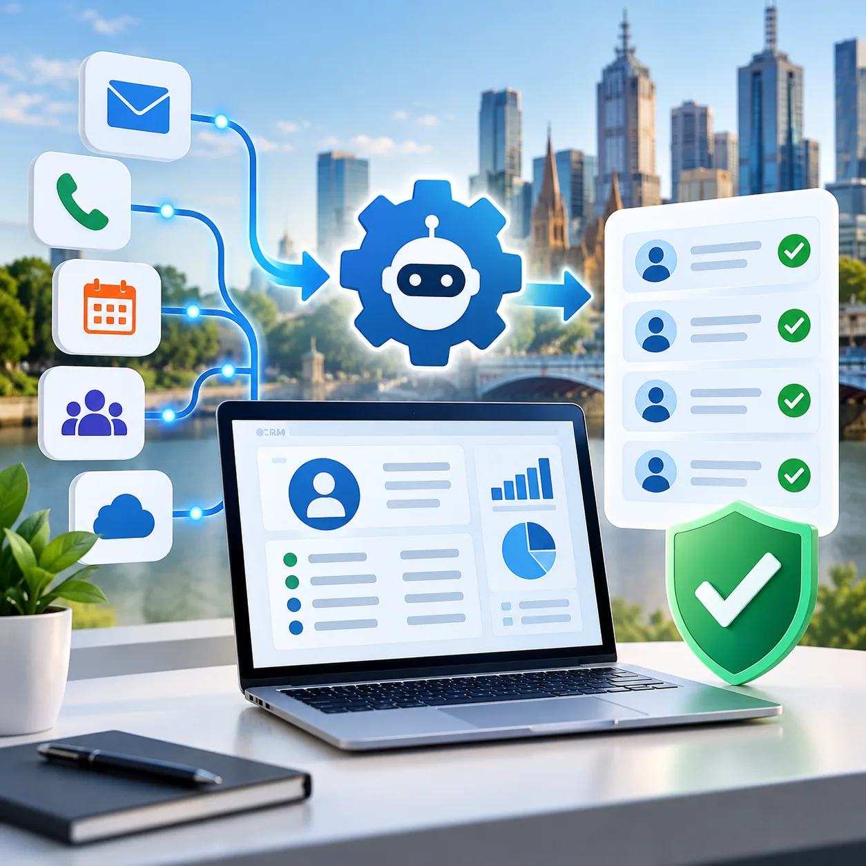 CRM automation improving data accuracy through automated data syncing, validation, and verified customer records in a Melbourne business setting.
